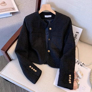 Black Chanel Style Coat Women's Autumn and Winter 2024 New All-match Spring and Autumn High-class Socialite Elegant Short Suit