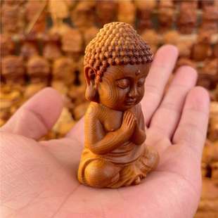 Taihang Yabai Solid Wood Carving Baby Buddha Handpiece Wen Play Big Day Tathagata Guardian Meng Version Benmingfo Small Ornaments
