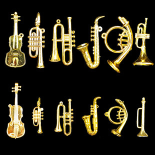 Factory Direct sale electric gold and silver plated small musical instrument small crafts DIY small ornaments Christmas tree decoration accessories in stock