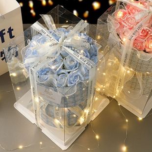 Small Xiangfeng Bouquet Ice Blue Rose Simulation Bouquet Valentine's Day Classroom Festival Birthday Gift for Male and Female Friends