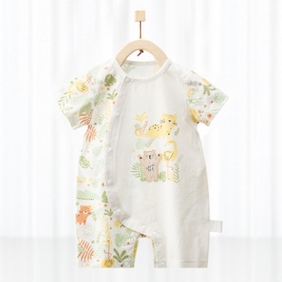 Newborn Summer Short-sleeved jumpsuit Baby Class A Pure Cotton Harper Clothes Short-sleeved monk clothing for boys and girls