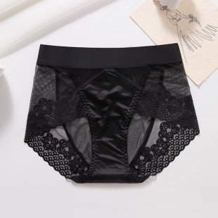 Женское нижнее белье Ice Silk, сексуальное бесшовное нижнее белье, женские хлопковые брюки со средней талией и шаговым швом, женское нижнее белье, шелковистый атласный треугольник