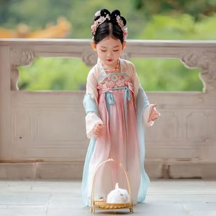 Hanfu Girl Chinese Style Fairy-Like Summer Dress New Ancient Style Dress Little Girl Tang Suit Toddler Princess Dress