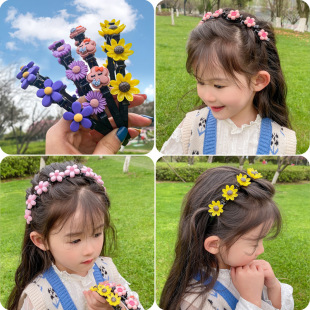 Korean Children's Hair Accessories Girls' Pressing Clip Headband Cute Baby's Broken Hair Fruit Flower Hairband Hair Stamp Headwear