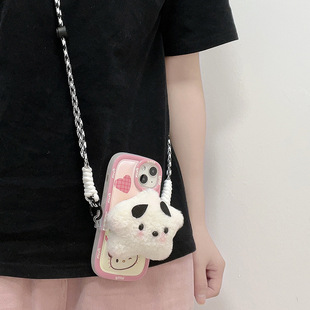 Cute Cartoon big head ugly fish doll mobile phone back clip ornaments trendy ins mobile phone crossbody shoulder strap side raw lanyard