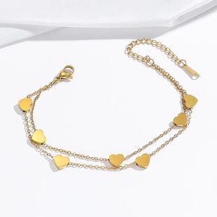 Stainless Steel Necklace Double Layer Design Love Titanium Steel Bracelet Casual Fashion Sweet Ins Style Elegant Bracelet for Women