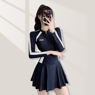 New Swimsuit Women's One-Piece Swimsuit Small Chest Gathered Slimming Look Slimming Look Sports Style Conservative Hot Spring Swimsuit Wholesale