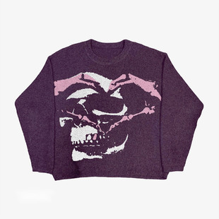 European and American new style street loose pullover sweater personality casual round neck autumn frozen warm sweater foreign trade Amazon