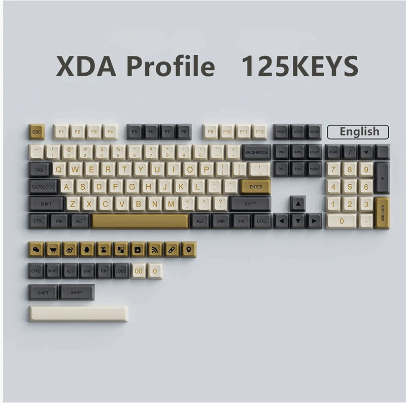 Shimmer sublimation PBT key cap 125 key small full set of phonetic English Korean Japanese Thai Russian cross shaft XDA key cap