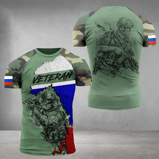 2023 New Hot Selling Russian Flag Printed T-Shirt 3D Flexible Craft Short-Sleeved Trendyy Fashionable Men's Top Shirt