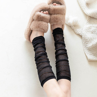 Sunscreen Calf Stacked Socks Women's Summer Thin New Mid-tube Slimming Black and White Over-the-knee JK Spring Stocking Trendy
