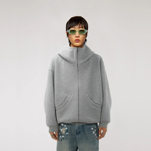 EHVK Condensed Air "Black Loose All-match oversize Hooded Sweatshirt Loose Zipper Thick Jacket