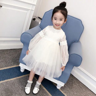 Children's clothing girls dress summer large children's gauze skirt children's skirt spring and autumn long sleeve princess skirt lace skirt
