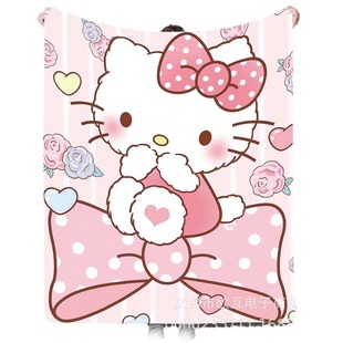 Sanrio Flannel Temu Cross Border Hot Cartoon Kitty Pattern Blanket Comfortable Sofa Cover Blanket Blanket