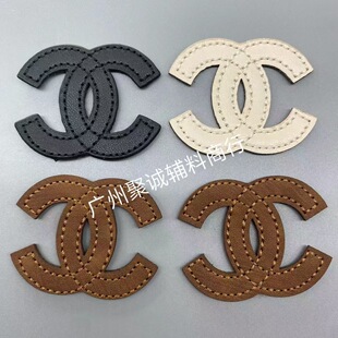 in stock New Fashion Double C Letter pu Leather Embroidered Cloth Stickers Clothes Hat Shoes and Socks Decorative Patch