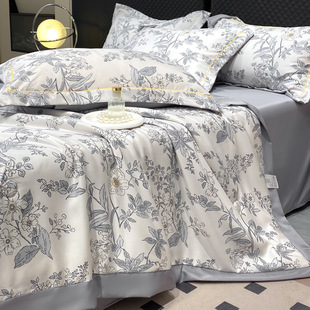 A Summer Washed Tencel Summer Quilt Four-piece Ice Silk Cool Silk Summer Quilt Single Double Silk Thin Quilt Core