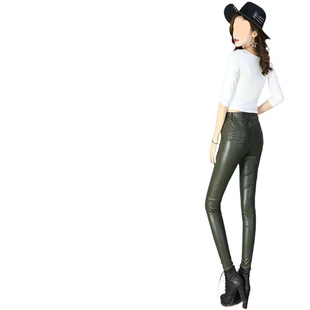 fleece-lined Leather Pants Women's 2025 New High Waist Slimming Autumn and Winter Matte Outer Wear Casual Pants Slim Fit Trendy Trousers