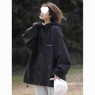 Sheng Bang Rong Top Fashionable Windbreaker Jacket Women's Spring and Autumn Chubby American Style Windproof Jacket Loose Hooded Jacket