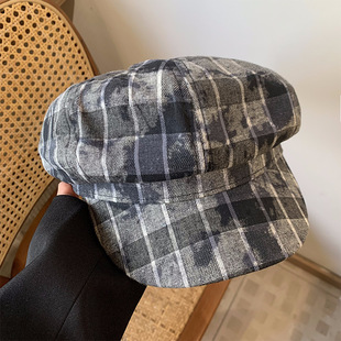 Vintage Y2K Splash Ink Beret Women's Summer 2024 New Large Widened Thin Face Showing Small Anise Hat Spring and Autumn