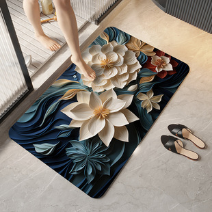 3D Bathroom Soft Diatom Mud Mat Bathroom Door Absorbent Carpet Household Non-Slip Quick-Drying Foot Mat