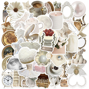 50 cartoon white ins style series cake stickers DIY hand ledger decorative mobile phone case water cup PVC waterproof