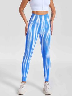 European and American Tie-Dye Aurora Seamless Yoga Pants No Embarrassment Line Elastic Tight High Waist Hip Lifting Outdoor Running Fitness Pants