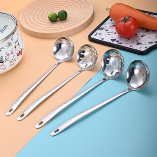 Thickened Stainless Steel Spoon Colander Large small size Soup Congee Long Handle Spoon Household Kitchen Hot Pot Colander Filter