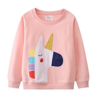 Cross-border supply of European and American style brand children's clothing autumn new girls' vests cartoon unicorn embroidered children's vests