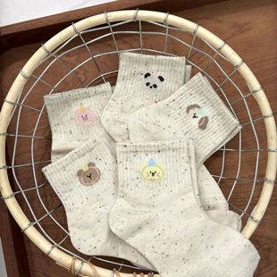 Bubble Orange Juice Dot Yarn Cartoon Animal Summer Mesh Thin Ins Women's Socks Girls Cute Casual Socks