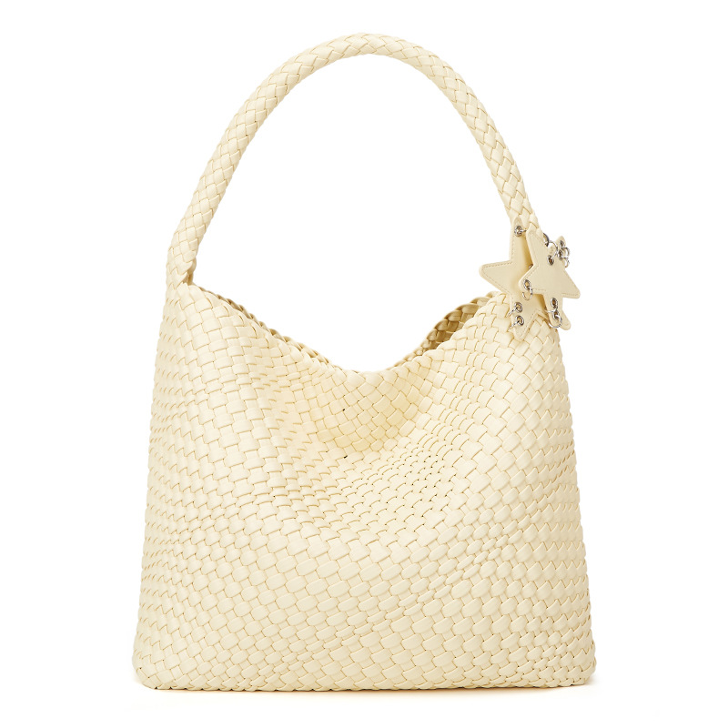 Hand-woven large-capacity bucket shoulder bag for women, sophisticated and stylish tote bag for commuting, versatile and fashionable.