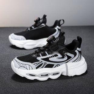Rotating Button Boys Shoes Autumn New Mesh Breathable Non-slip Waterproof Middle and Large Children Children sneaker Boys