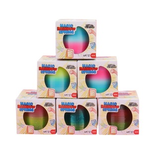 Medium boxed rainbow ring stacking music 6.5*6CM children's spring ring best selling stall toys wholesale
