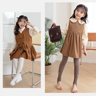 New Wholesale girls' spring and autumn thin pantyhose baby step-on socks children's cotton and linen flower butterfly breathable leggings