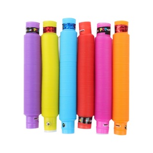Cross-border Pop Tube Luminous Decompression Toy Telescopic Tube LED Light Decompression Vent Pipe Color Stretch Tube