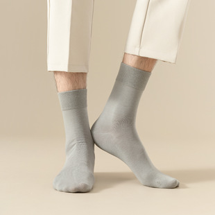 Autumn and Winter new pure color socks men's cotton men's mid-calf length socks business simple cotton stockings antibacterial breathable deodorant