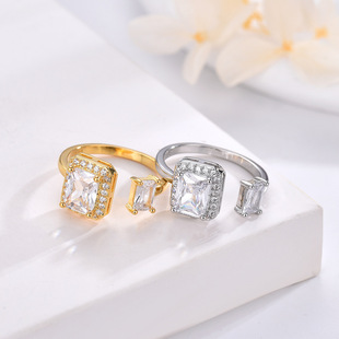 Douyin small red book with the same fashion high sense light luxury full diamond zircon open ring female temperament elegant hand jewelry