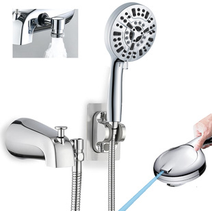 Amazon bathtub faucet wall outlet side hot and cold bath shower head suit wall-mounted bathtub faucet
