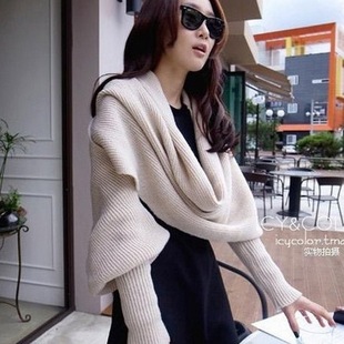 Cross-border Scarf Autumn and Winter Thin Korean-style Wool Scarf Men's and Women's Long Scarf Shawl with Sleeves Knitted Scarf