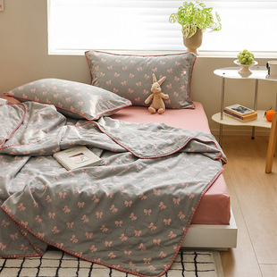 Class A cotton double-layer yarn soybean quilt core summer thin cotton air conditioning quilt 20% soybean summer cool quilt washable