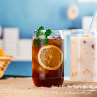 Cross-border hot sale 16oz high borosilicate coke cup cold drink glass milk tea coffee cup with lid coke cup set