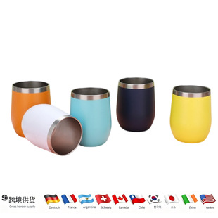 12oz Cross-border 304 Stainless Steel Double-layer Vacuum Water Cup Thermos Swig Sprayed Eggshell Cup U-shaped Red Wine Cup