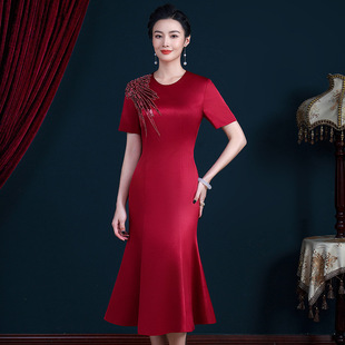Счастливая мать-в-законе свадебное платье высокая-конец новый Cheongsam Благородный высокая-конец Лето молодая мода вечернее платье свадебное