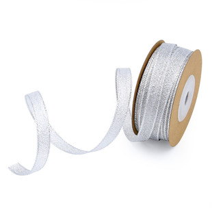 Cross-border Hot Sale Silver Glitter Ribbon Gardening Flowers diy Decorative Gift Cake Packaging Material Ribbon Spot