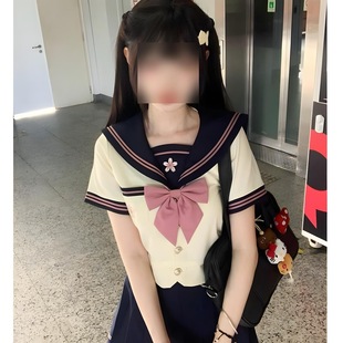 College Style Girly Jk Uniform Sailor Suit Authentic Japanese College Style Summer and Autumn Basic Student Middle Clothing