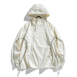 24-7712 Summer Ice Silk Sunscreen Clothing Trend UV Protection upf50 Thin Skin Clothing Hood Charge