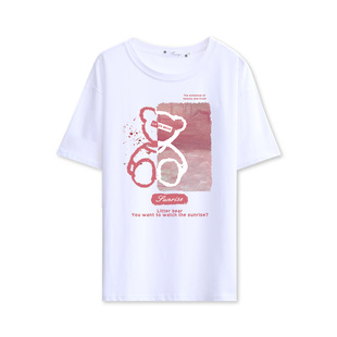 Spring and summer stock high quality loose white T-shirt short sleeve women's T-shirt cotton shoulder heavy clothes wholesale