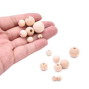 4-50mm Wood Color Large Hole Wooden Beads Loose Beads DIY Jewelry Accessories Lotus Wood Straight Hole Round Beads Handmade Beading Material