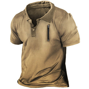 Cross border new button men's POLO shirt color figure 3D printing short sleeve men's spring and summer street lapel T-shirt