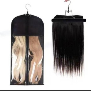 Cross-border wig bag wig piece storage bag zipper wig dust bag packaging bag with hanger in stock can be printed
