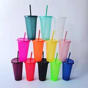 Amazon explosions glitter pp cup temperature plastic 710ml plastic cup with straw portable cup manufacturers batch